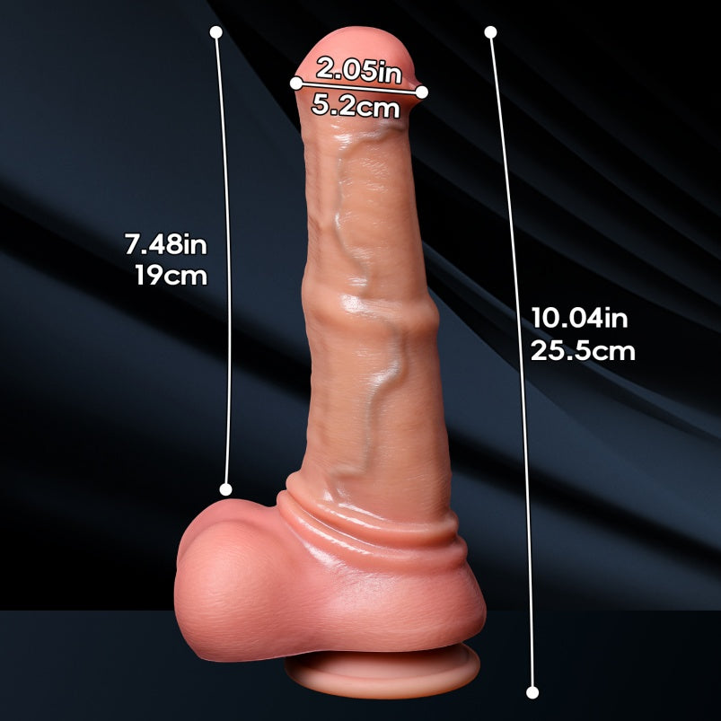 Dildo realista de dupla camada em formato de cavalo com ejaculação – Dildo de silicone macio com prepúcio móvel