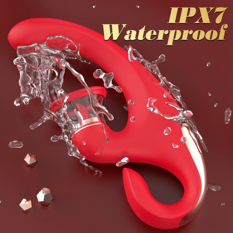 Vibrador Punto G con Estimulador de Lamiendo y Succionador de Clítoris - Juguete Multifuncional para Orgasmo Femenino