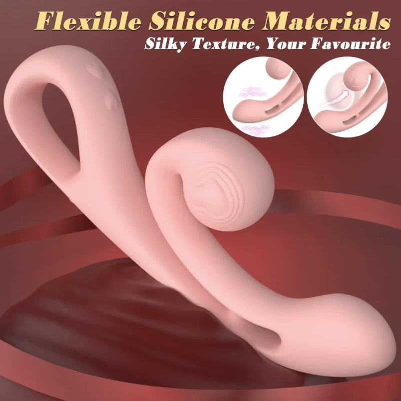 Vibrador Flexible Punto G y Estimulador de Clítoris Magic Wand 2 en 1 – Juguete de Silicona Rosa para el Orgasmo Femenino