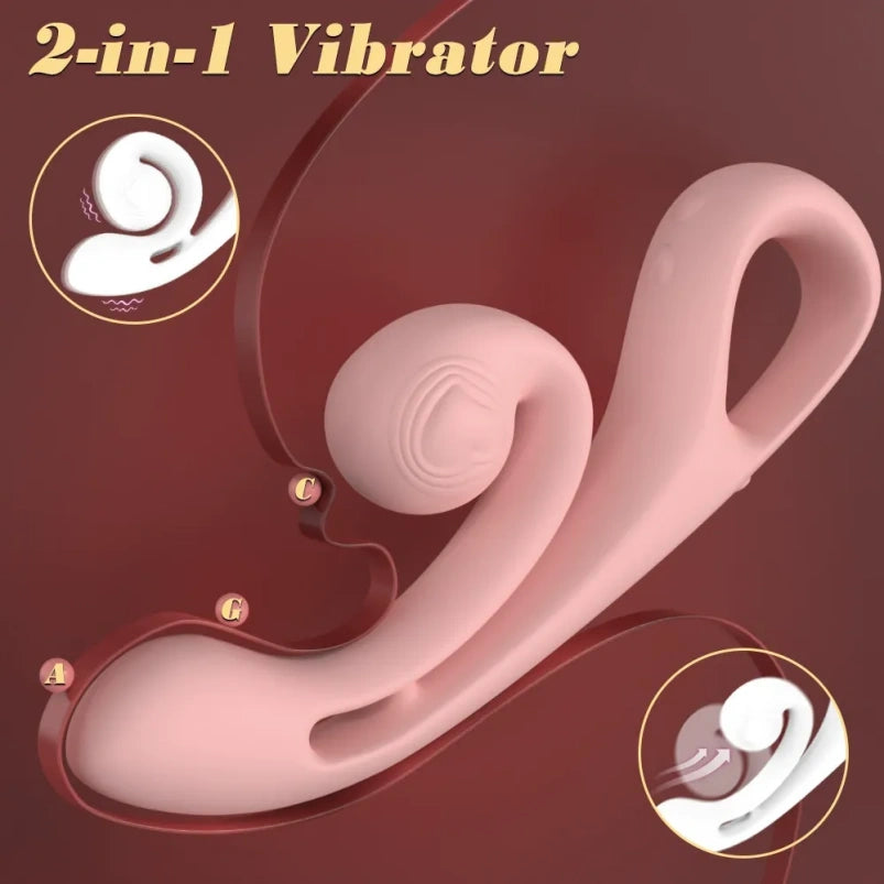 Vibrador Flexible Punto G y Estimulador de Clítoris Magic Wand 2 en 1 – Juguete de Silicona Rosa para el Orgasmo Femenino