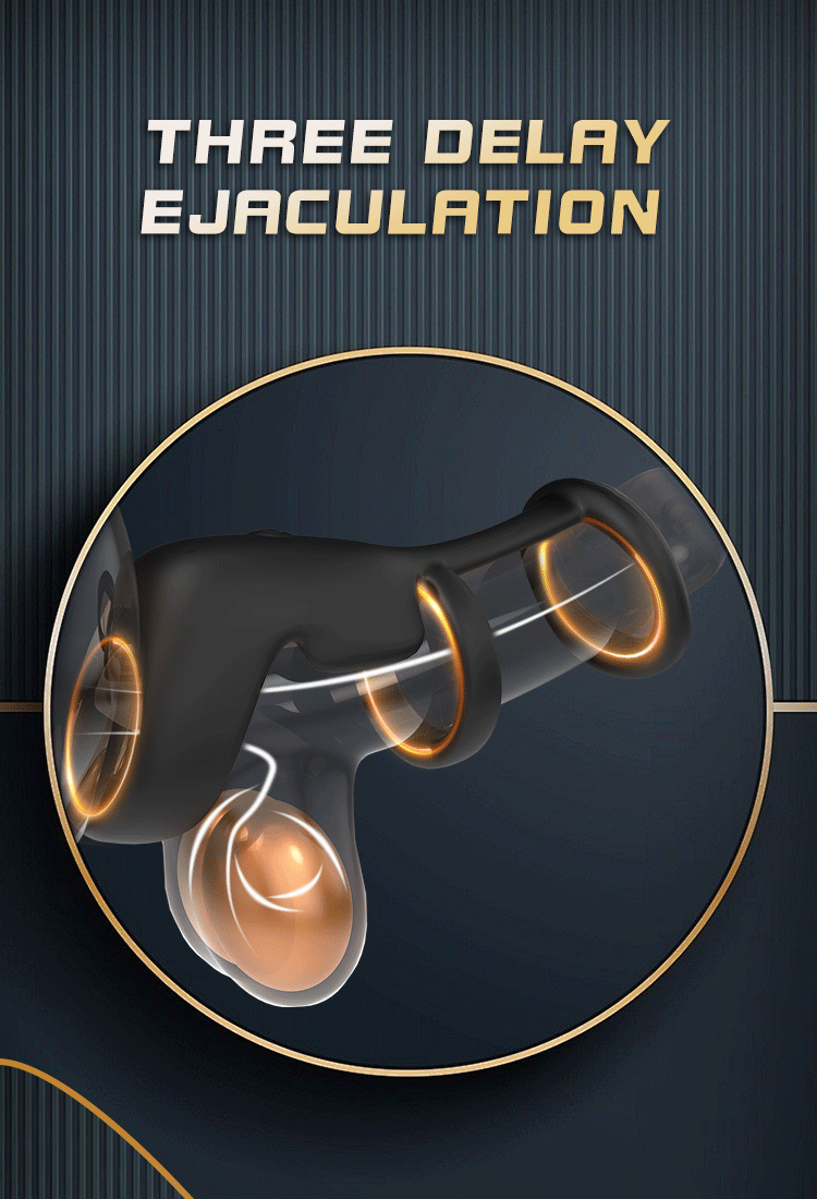 Black Silicone Vibrating Penis Ring – Sex Toys for Men with Triple Delay