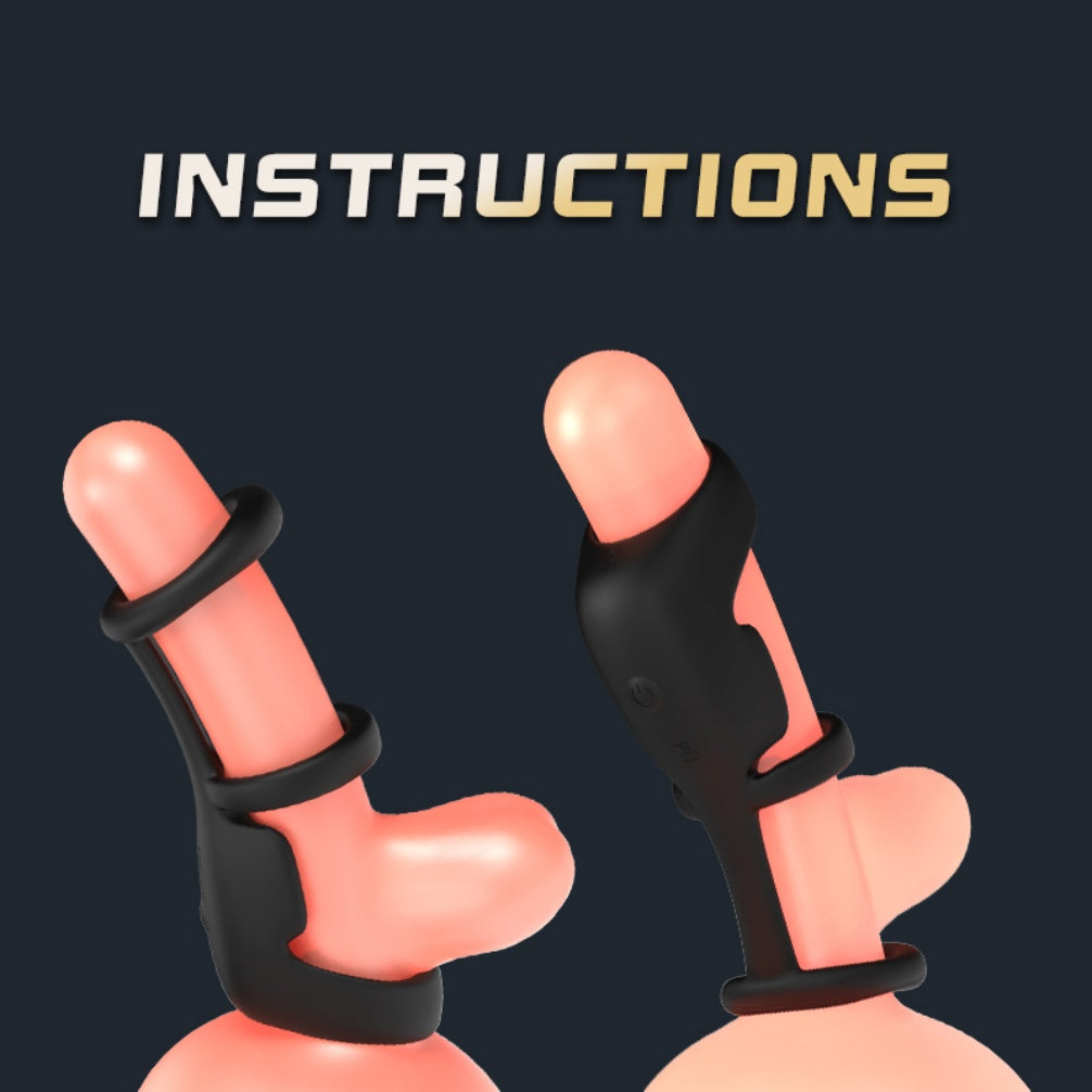 Black Silicone Vibrating Penis Ring – Sex Toys for Men with Triple Delay