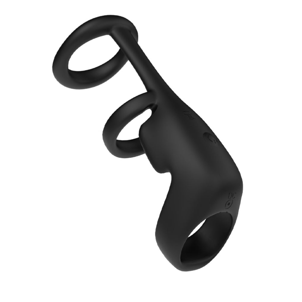 Black Silicone Vibrating Penis Ring – Sex Toys for Men with Triple Delay