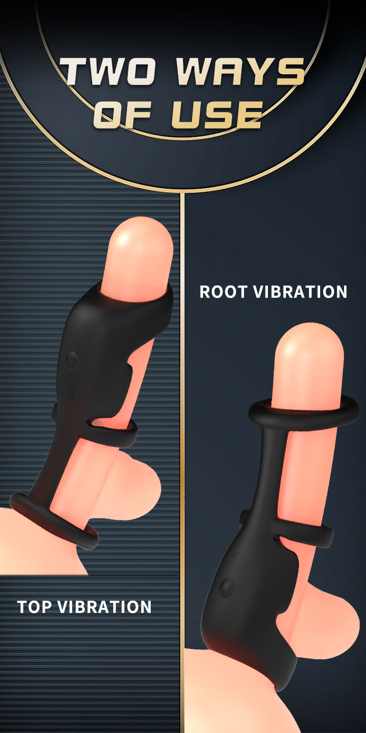 Black Silicone Vibrating Penis Ring – Sex Toys for Men with Triple Delay