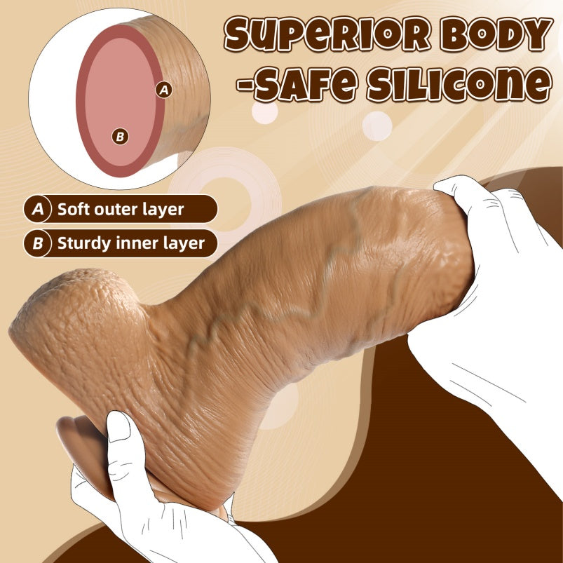 Dildo de Silicona Realista con Ventosa – Consolador Gigante para Placer Vaginal y Liberación de Manos