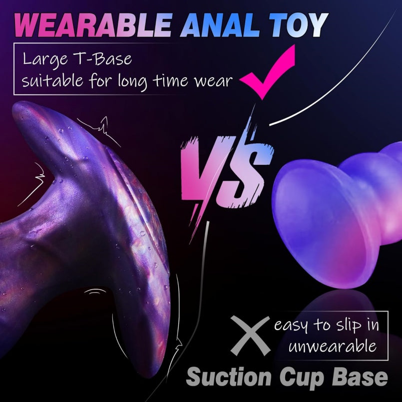 Dildo Fantasia com Base de Âncora – Dildo anal e vaginal "vestível" em silicone roxo para expansão