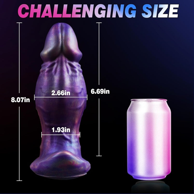 Dildo Fantasia com Base de Âncora – Dildo anal e vaginal "vestível" em silicone roxo para expansão