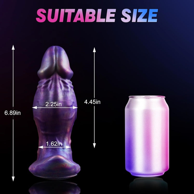 Dildo Fantasia com Base de Âncora – Dildo anal e vaginal "vestível" em silicone roxo para expansão