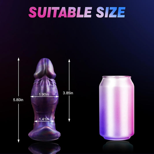 Consolador de Fantasía con Base de Ancla – Dildo Anal y Vaginal de Silicona Púrpura "Wearable" para Expansión