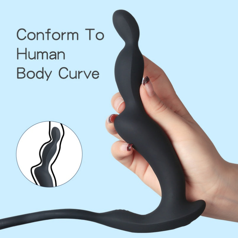 Vibrating Ring and Prostate Stimulator with Anal Beads – 3-in-1 Male Sex Toy with Double Ring