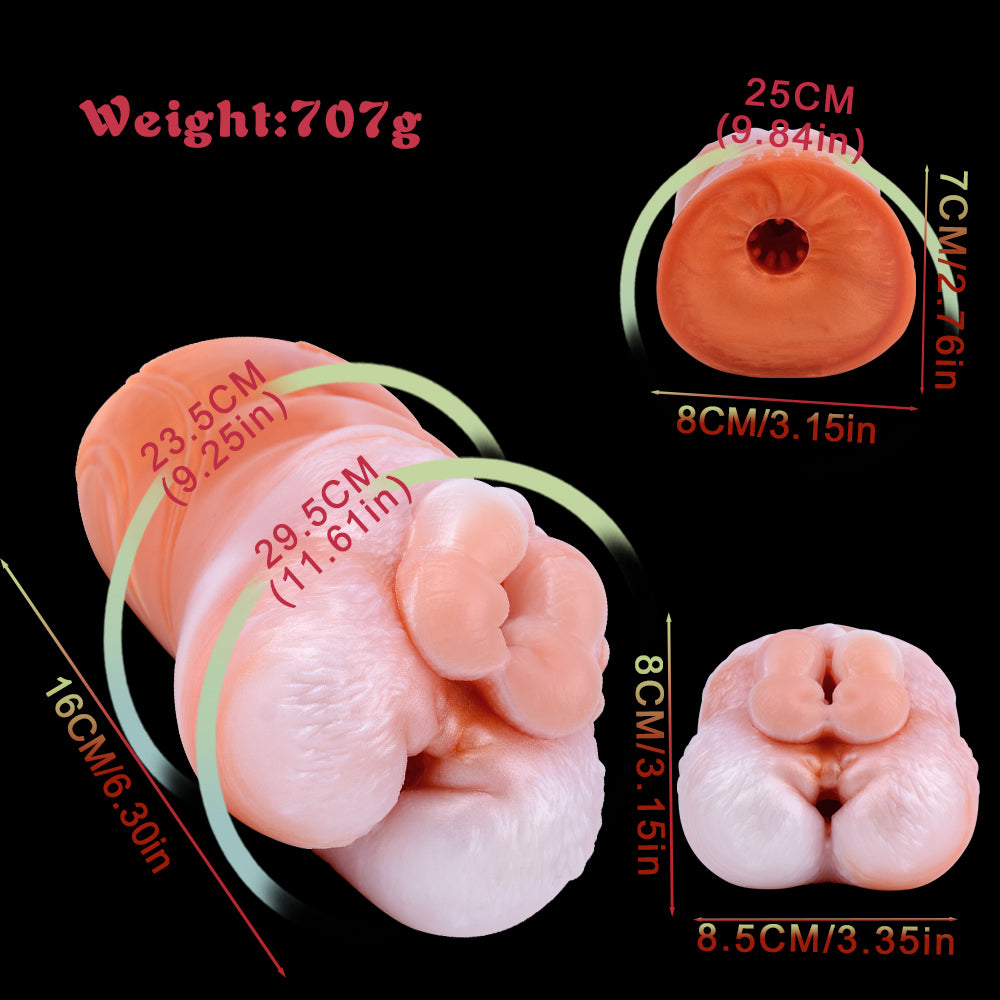 Molde de Silicona Fantasía Mapache — Herramienta de Masturbación Masculina con Doble Estimulación y Masaje del Pene