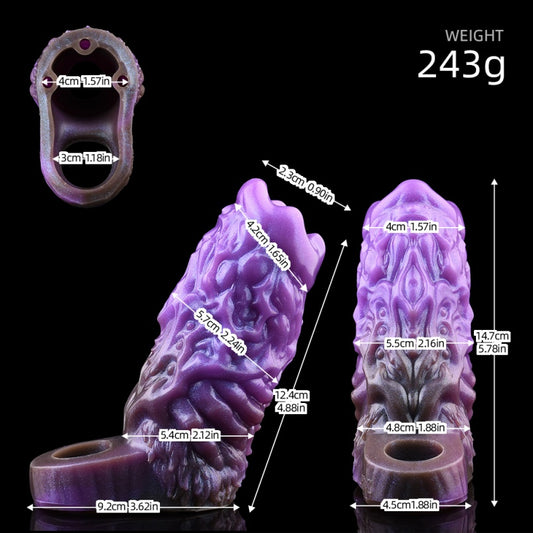 Funda de pene fantasía “Flor de Amatista” – Herramienta sexual híbrida de extensión y semi-cobertura