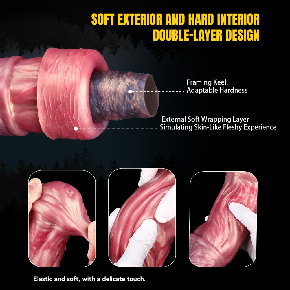 Consolador de Caballo Realista "Monster Knot" de Silicona Doble Capa – Dildo de Fantasía para Orgasmo Femenino Profundo