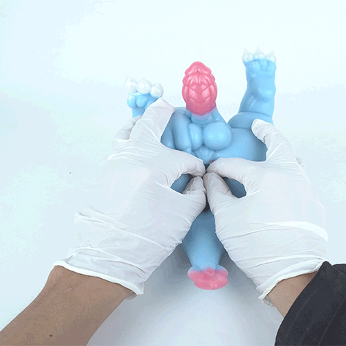 Muñeca Sexual de Fantasía y Monster Dildo 2 en 1-Juguete de Silicona Azul para el Placer Compartido