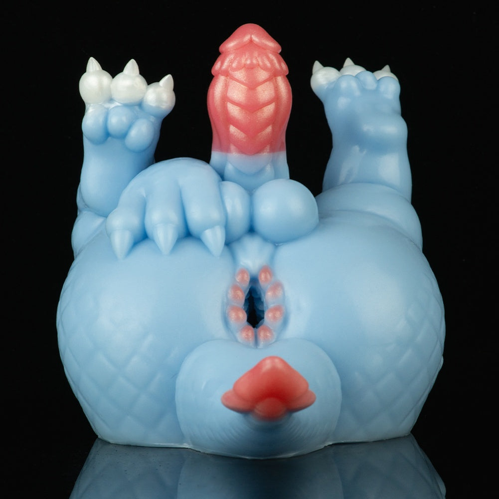 Muñeca Sexual de Fantasía y Monster Dildo 2 en 1-Juguete de Silicona Azul para el Placer Compartido