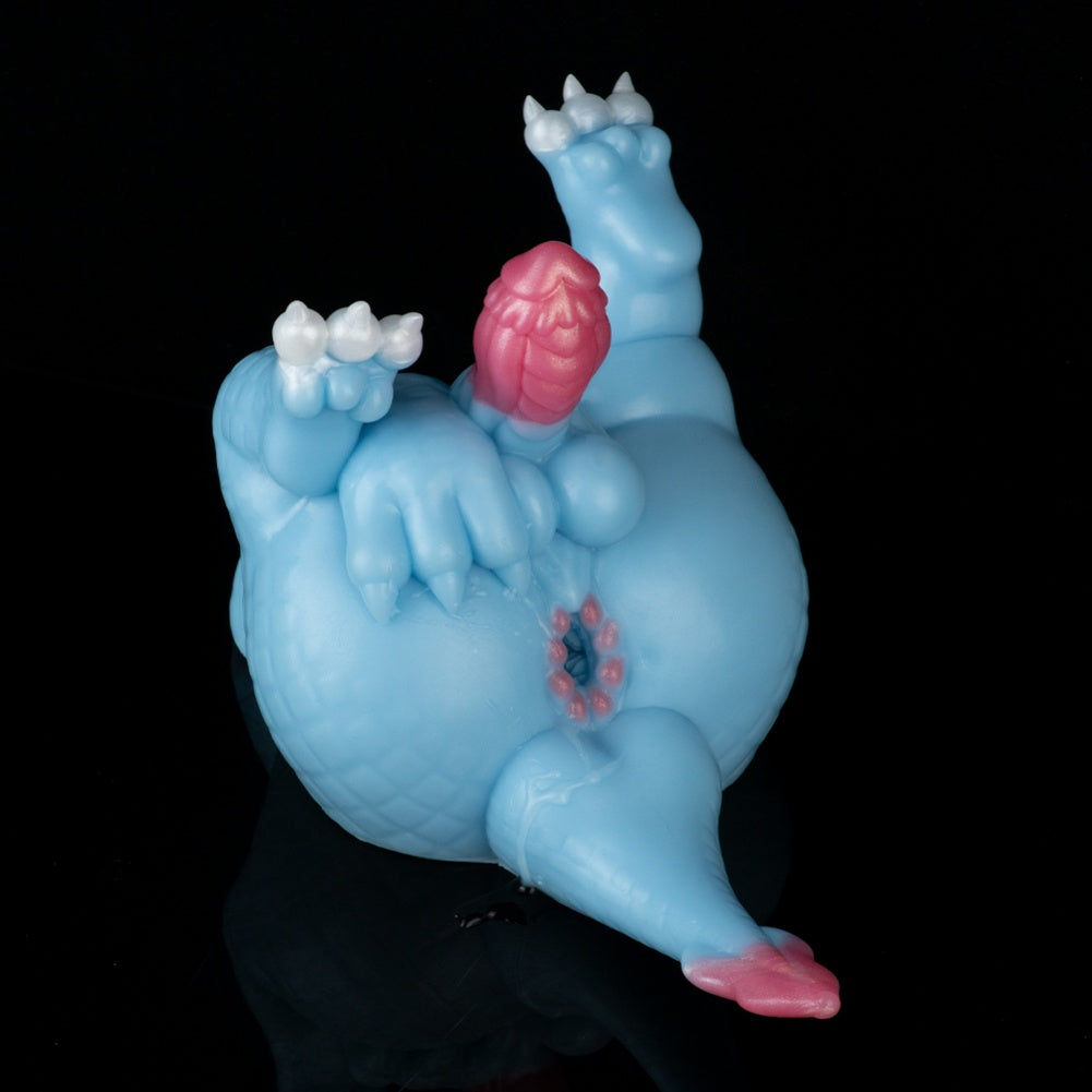 Muñeca Sexual de Fantasía y Monster Dildo 2 en 1-Juguete de Silicona Azul para el Placer Compartido