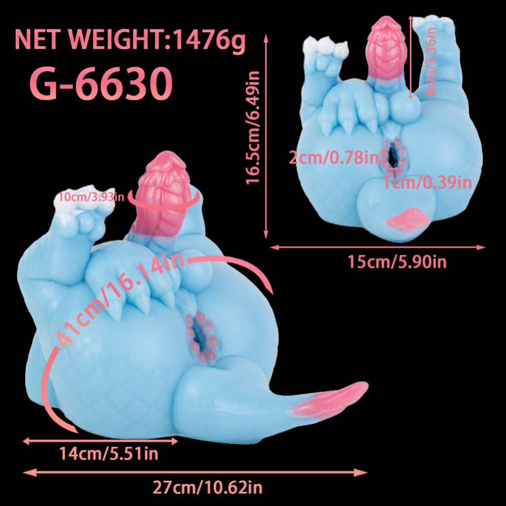 Muñeca Sexual de Fantasía y Monster Dildo 2 en 1-Juguete de Silicona Azul para el Placer Compartido