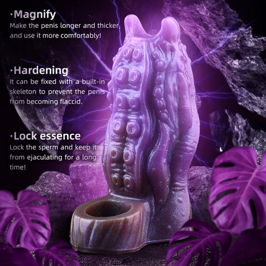 Funda de Silicona con Tentáculos Fantásticos – Herramienta Sexual Masculina en Color Púrpura para Potenciar